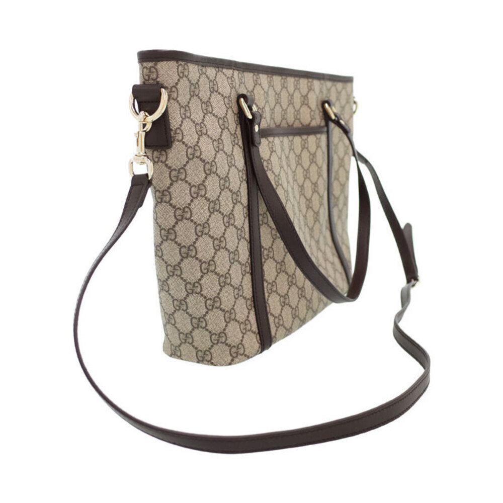 Gucci Bag Canvas Brown Ebony GG Supreme Beige Tote Joy